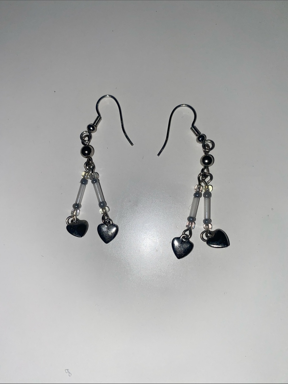 Vintage Silver Heart Dangle Earrings